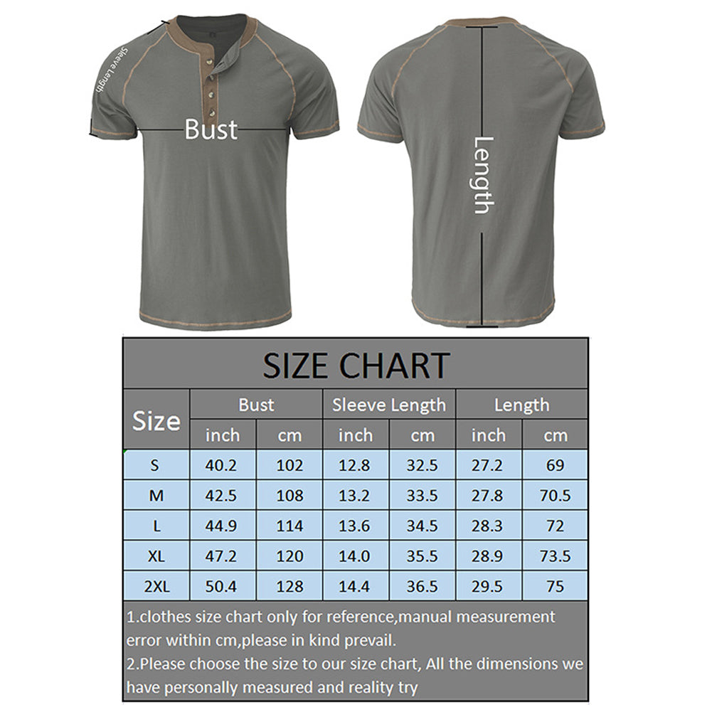 YESFASHION Men Shirt Henley Color Matching T-shirt