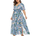 YESFASHION Summer Plus Size Women Dress Bohemian Slit Long Skirt