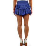 YESFASHION Solid Color Lotus Leaf Hem All-match Skirt Pants