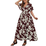 YESFASHION Style Cross-border Plus Size Women Fashion Printing Loose Dress