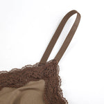 YESFASHION Lace Stitching V-neck Bust-shaped Suspenders Slim-fit Tops