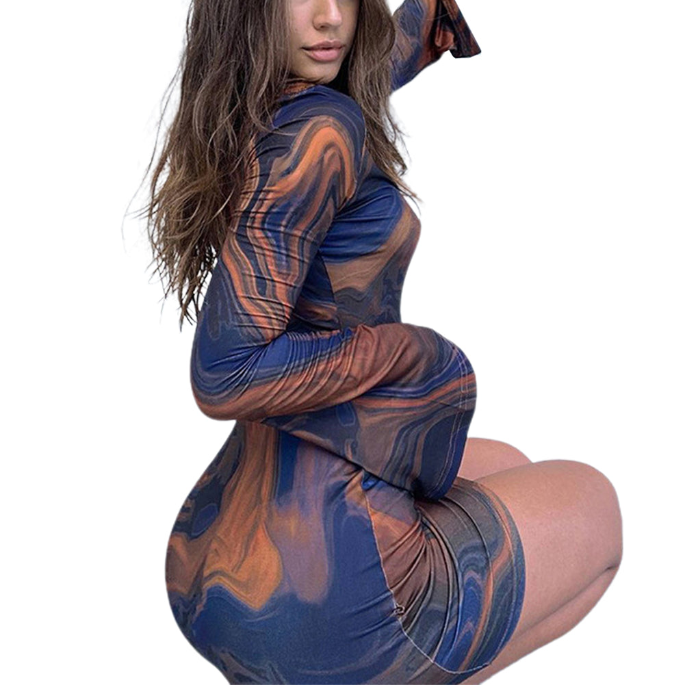 YESFASHION Deep V Breastless Chain Women Geometric Dress