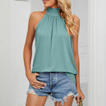 YESFASHION Summer Solid Color Halter Neck Strappy Vest Tops