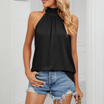 YESFASHION Summer Solid Color Halter Neck Strappy Vest Tops