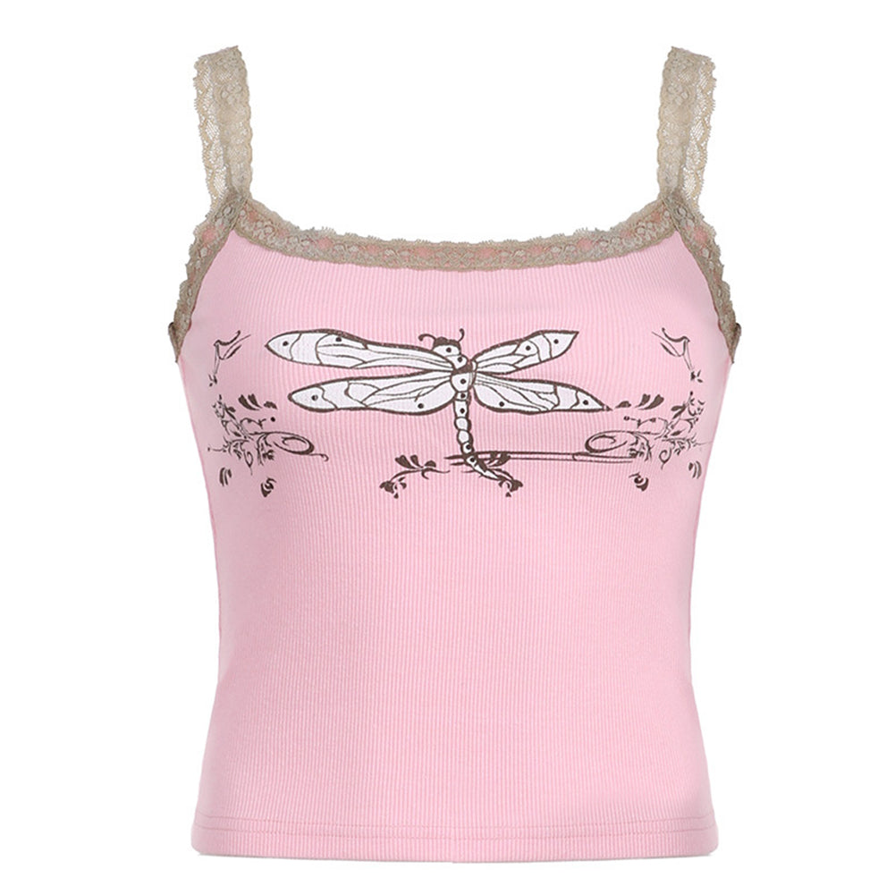 YESFASHION Sweet And Spicy Style Sexy Lace Lace Dragonfly Vest Tops