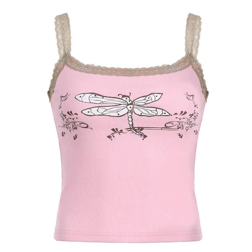 YESFASHION Sweet And Spicy Style Sexy Lace Lace Dragonfly Vest Tops