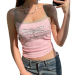 YESFASHION Sweet And Spicy Style Sexy Lace Lace Dragonfly Vest Tops