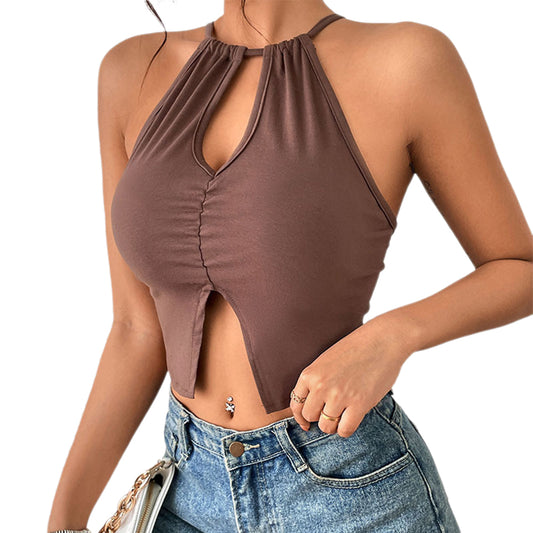 YESFASHION Hot Girl Sexy Tight Hanging Neck Camisole Tops