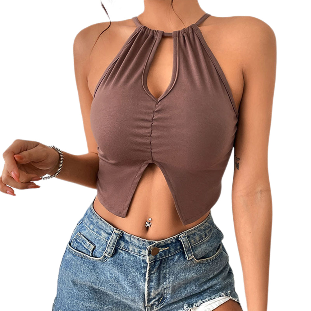 YESFASHION Hot Girl Sexy Tight Hanging Neck Camisole Tops