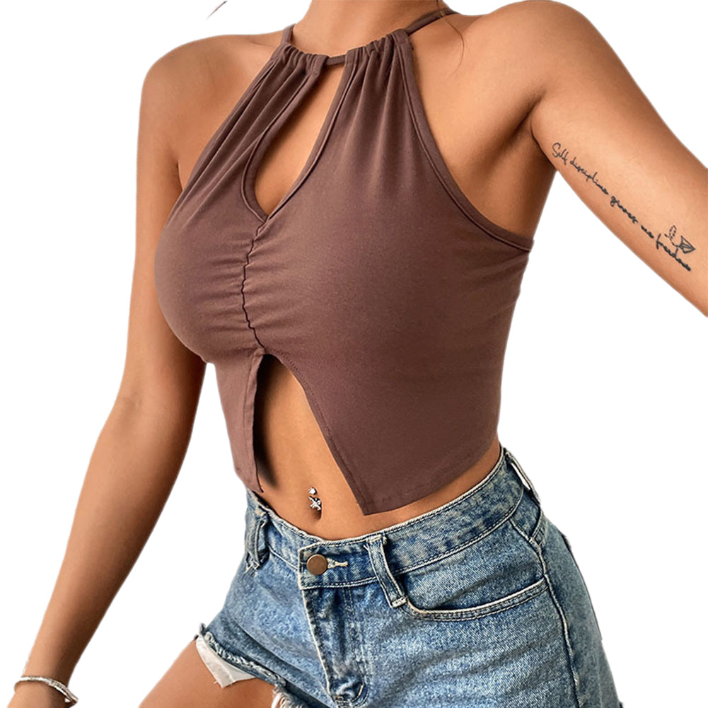 YESFASHION Hot Girl Sexy Tight Hanging Neck Camisole Tops