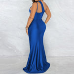 YESFASHION Sexy Slash Neck One Shoulder Strap Slit Dress