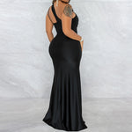 YESFASHION Sexy Slash Neck One Shoulder Strap Slit Dress