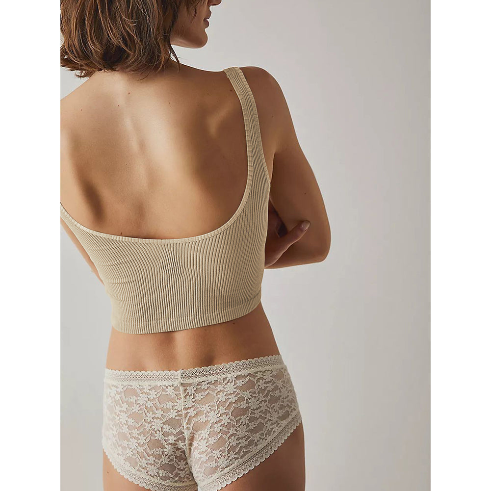 YESFASHION Women Sexy Round Neck Sleeveless Crop Ribbed Knit Tank Tops