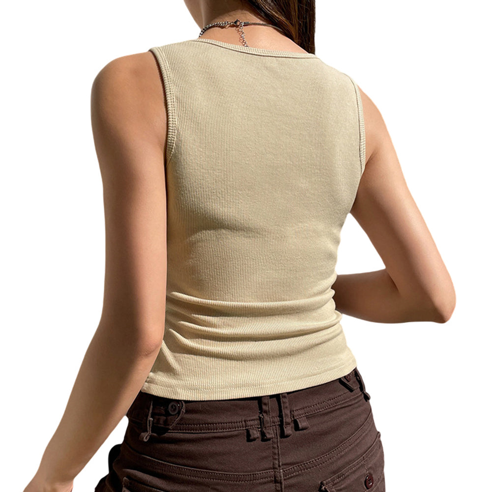 YESFASHION 2023 Spring Retro Butterfly Printed Round Neck Slim Tops