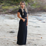 YESFASHION Women Outfits Suit Short Sleeves Round Neck T-shirt Elastic Set