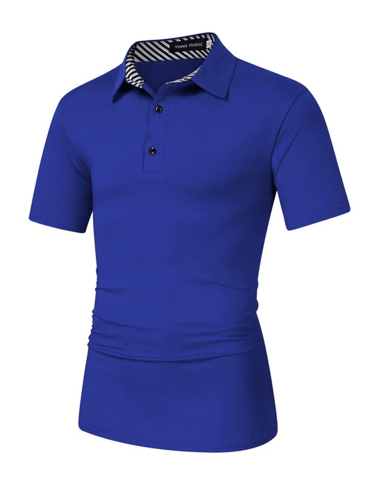 YESFASHION Men's Golf Polo Short Sleeve Collared Shirt Blue