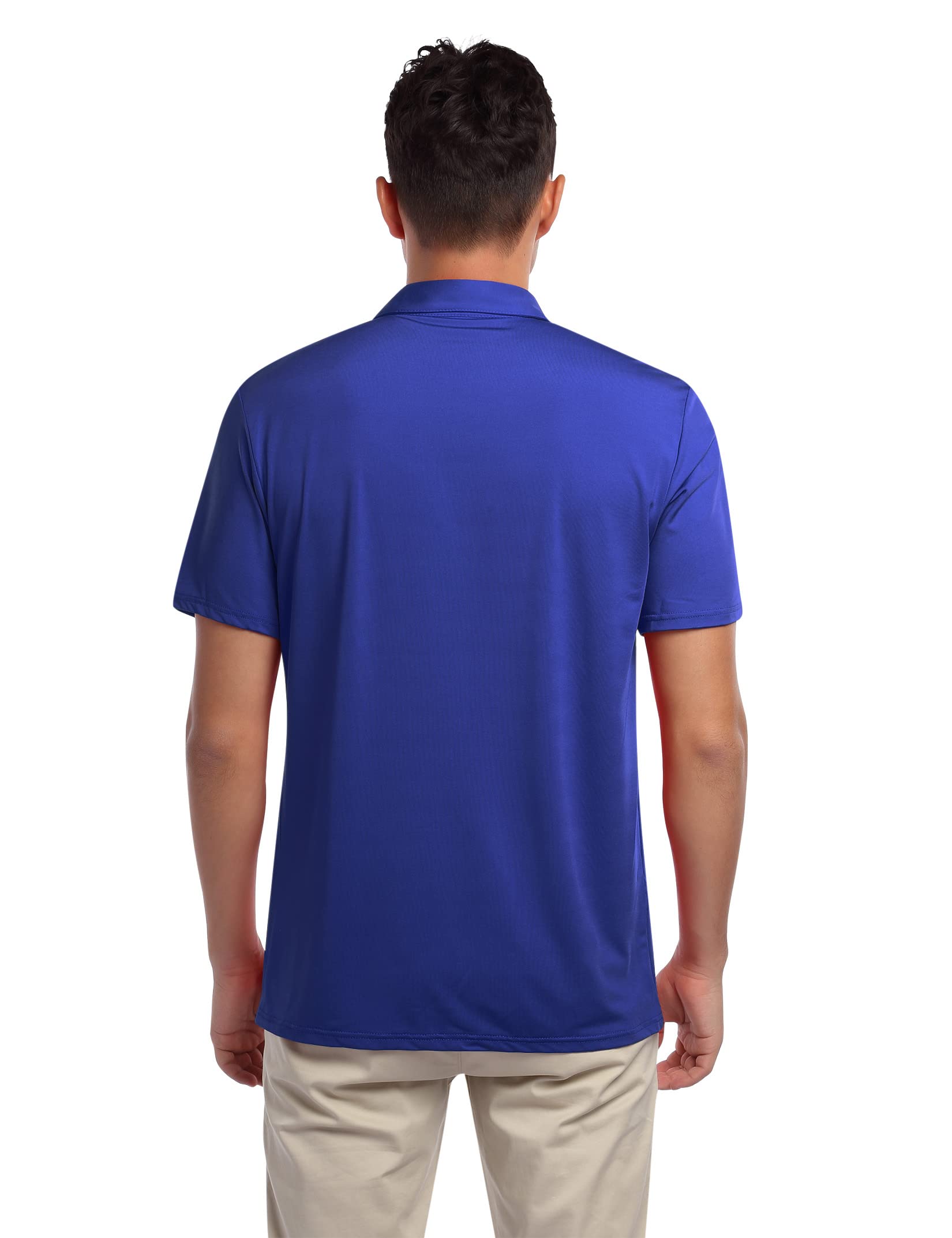YESFASHION Men's Golf Polo Short Sleeve Collared Shirt Blue
