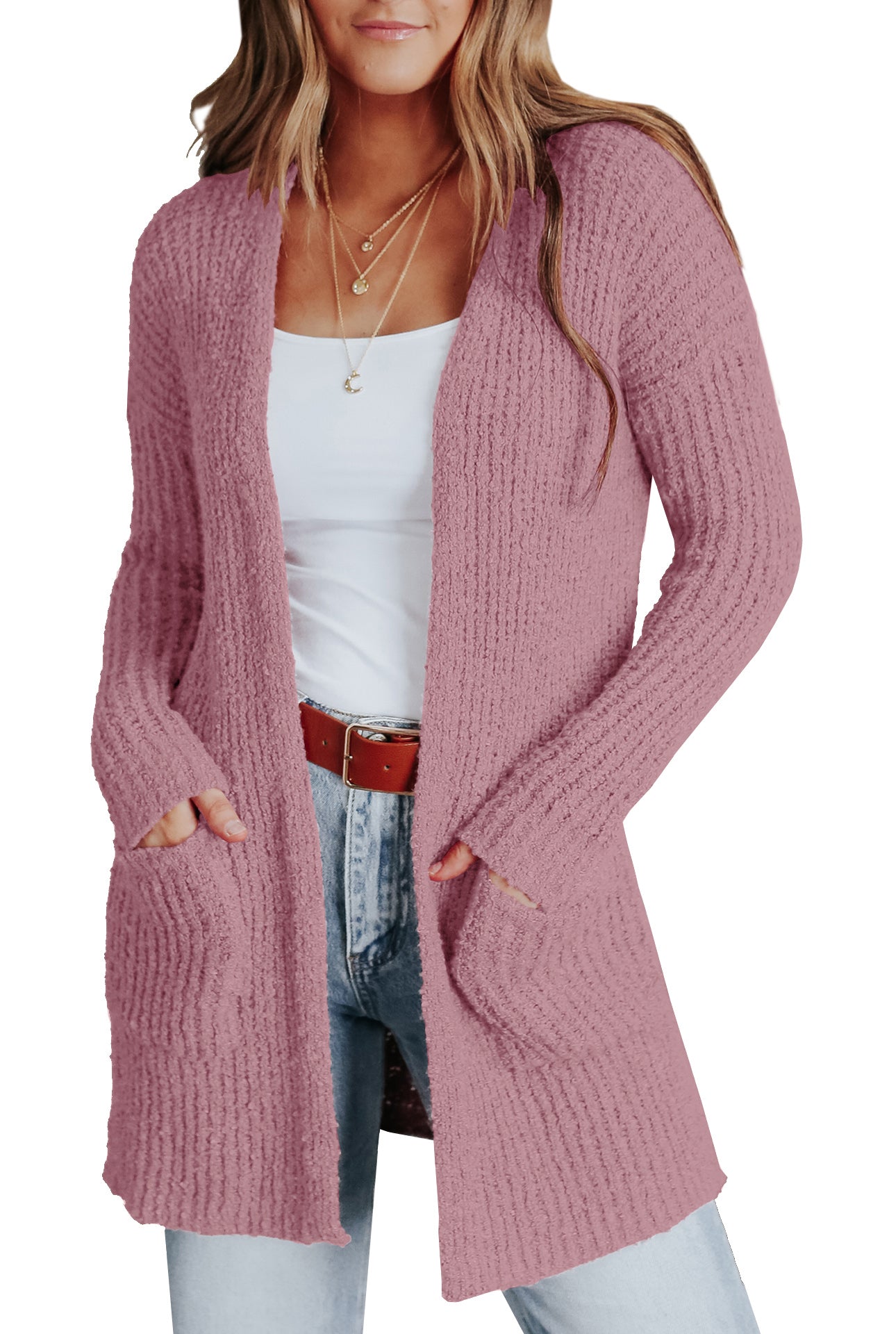 Women's Long Sleeve Cardigan Knit Jacket with Pockets
