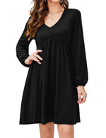 Women's V Neck Long Sleeve Autumn Dress