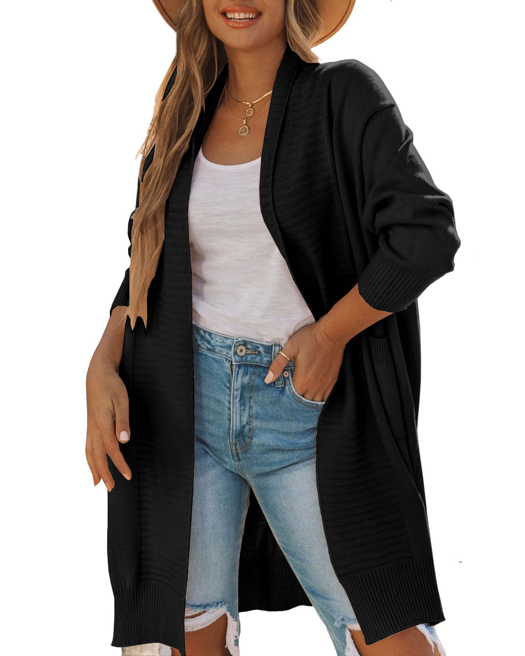 Women's Kimono Cardigan Chunky Knit Long Sleeve